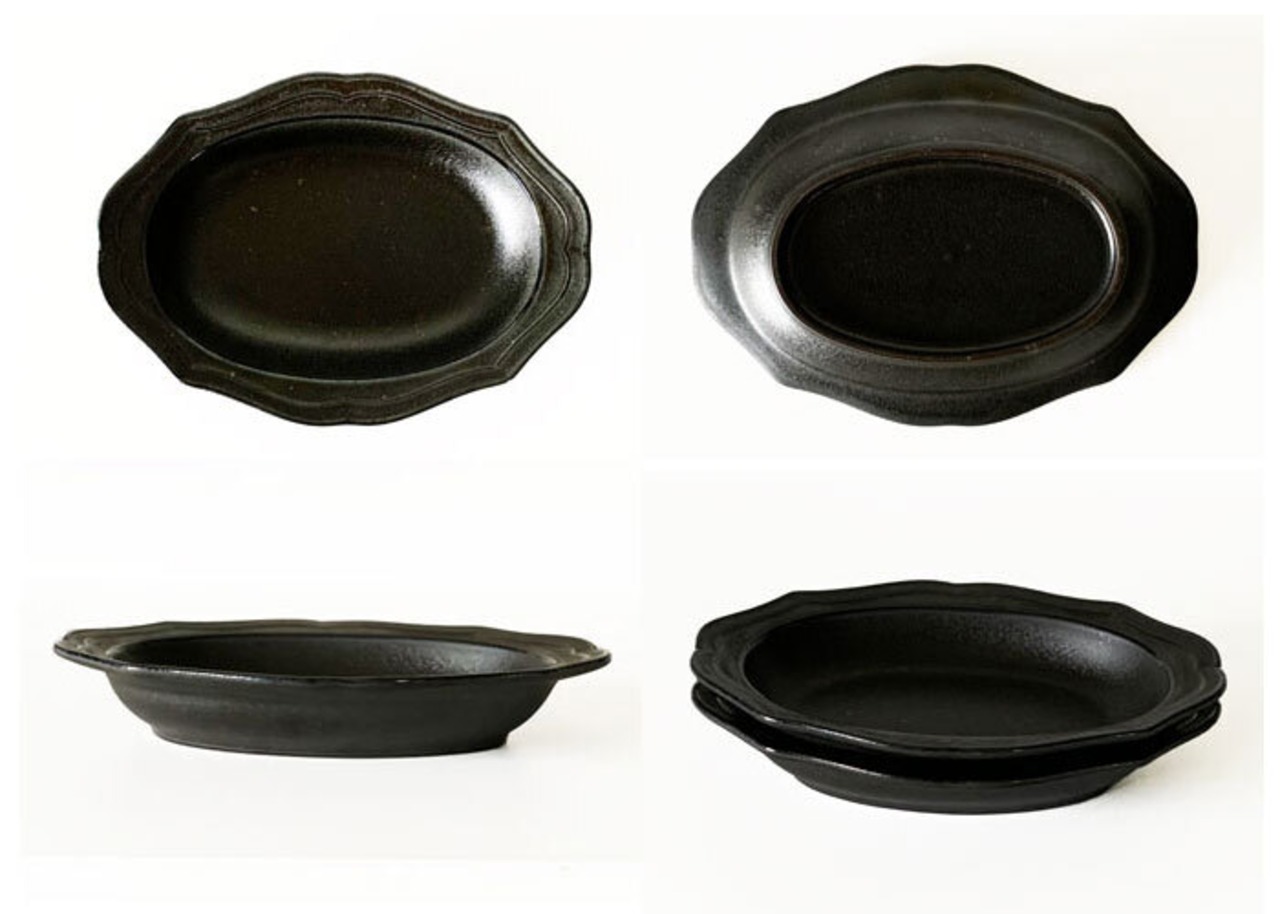 楕円皿 オーバルボウル 20cm カードル Cardle 黒土 カフェ食器 美濃焼 深皿