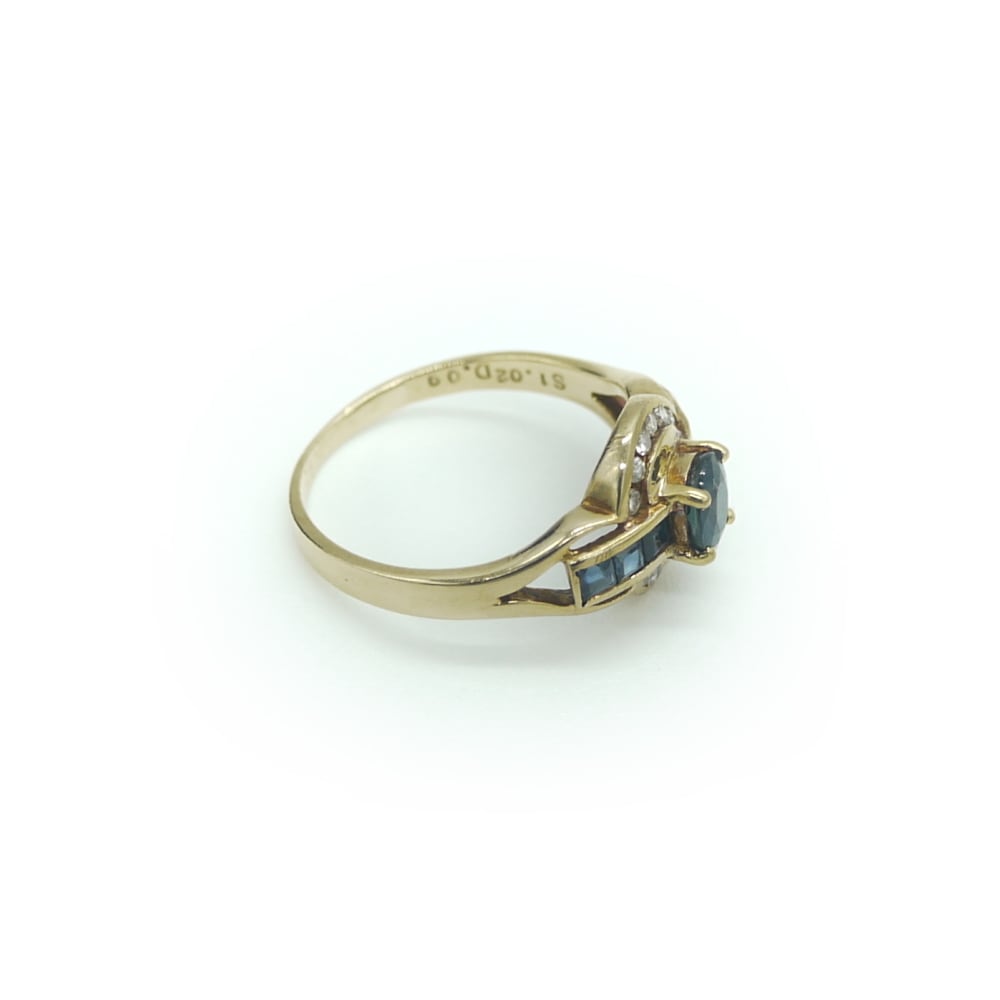 K18 サファイア ダイヤモンド デザインリング 18金 指輪 9号 Y02889 ...