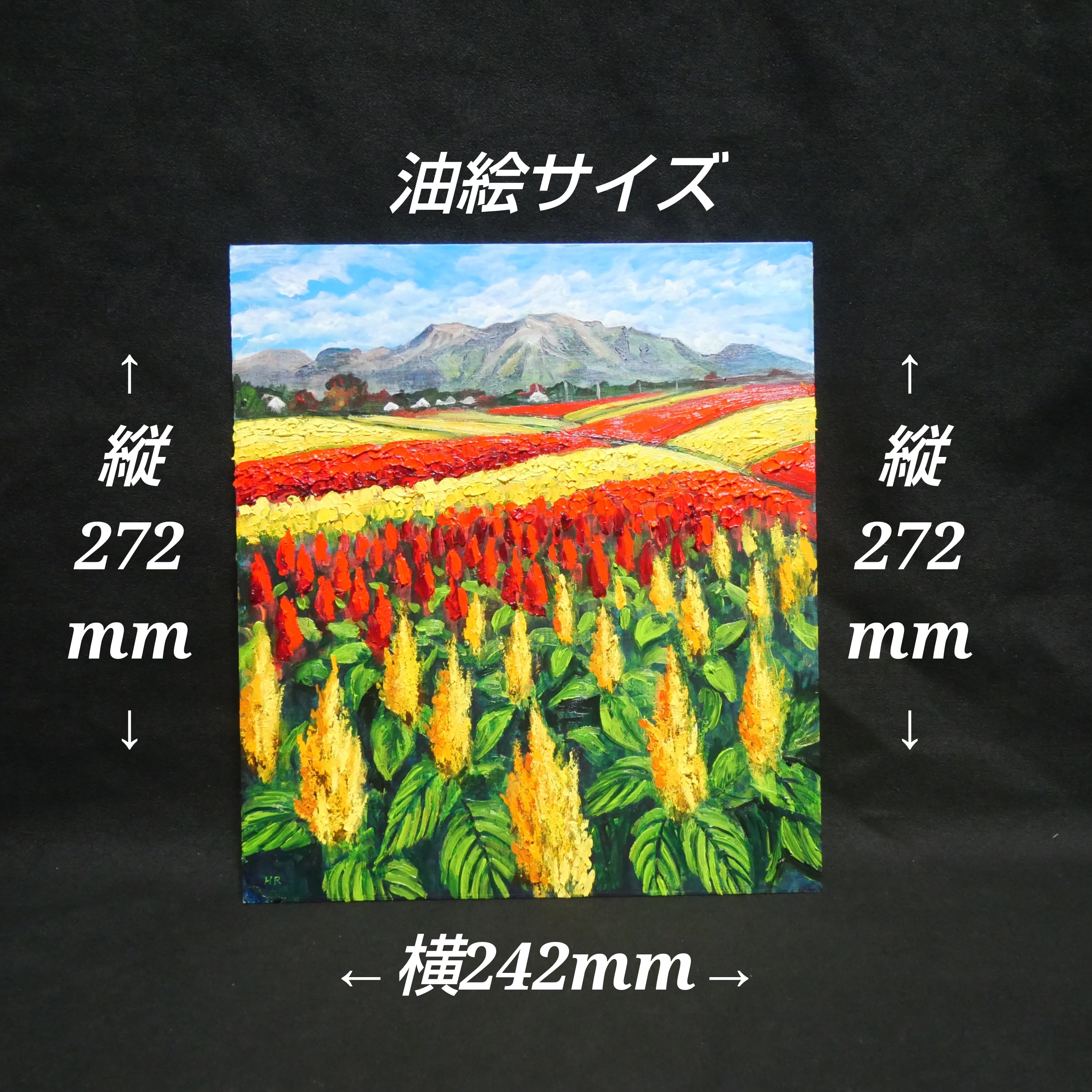 油絵 油彩 油彩画 絵 絵画 【秋日和のケイトウ】 | HIROSHI1990