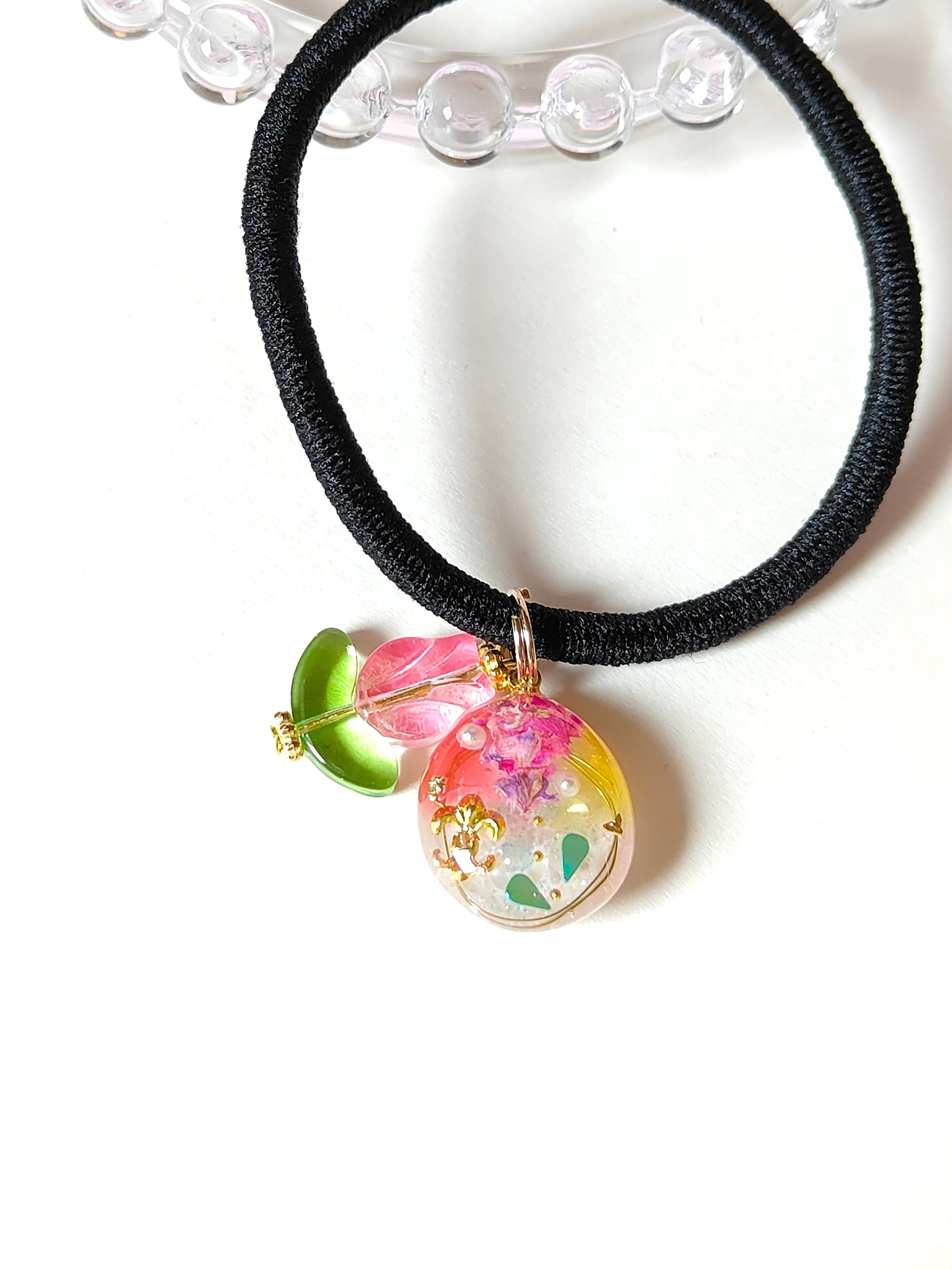 【435】ぷっくりチューリップ×オレンジ レジンヘアゴム キーホルダー ヘアゴム】Dropチューリップ レジン キーホルダー | Ruu＊Ruu