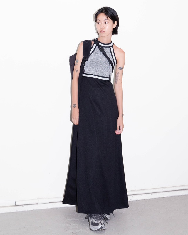 1970s American sleeve metallic jersey dress