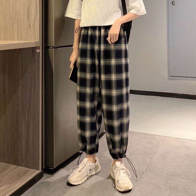 パンツ スプリングオータムルーズハイウェストウェストスリム格子柄レギンス カジュアル 春物 秋物 試着室61792062378