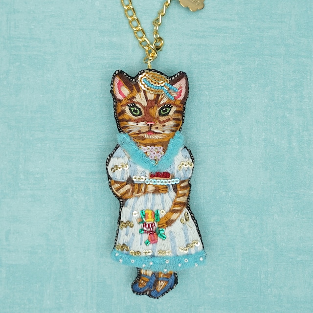 刺繍チャームブローチ ロシアCAT