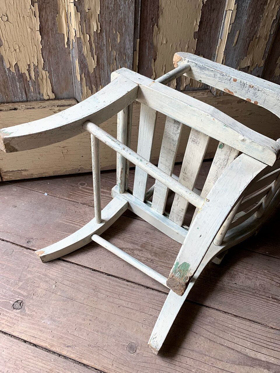 ホワイトペイント 木製ドールチェア ミニガーデンチェア | Brocante de