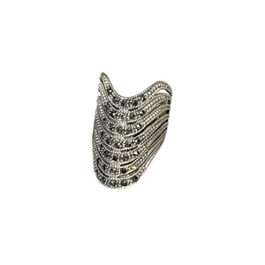 vintage silver wide ring set with marcasite