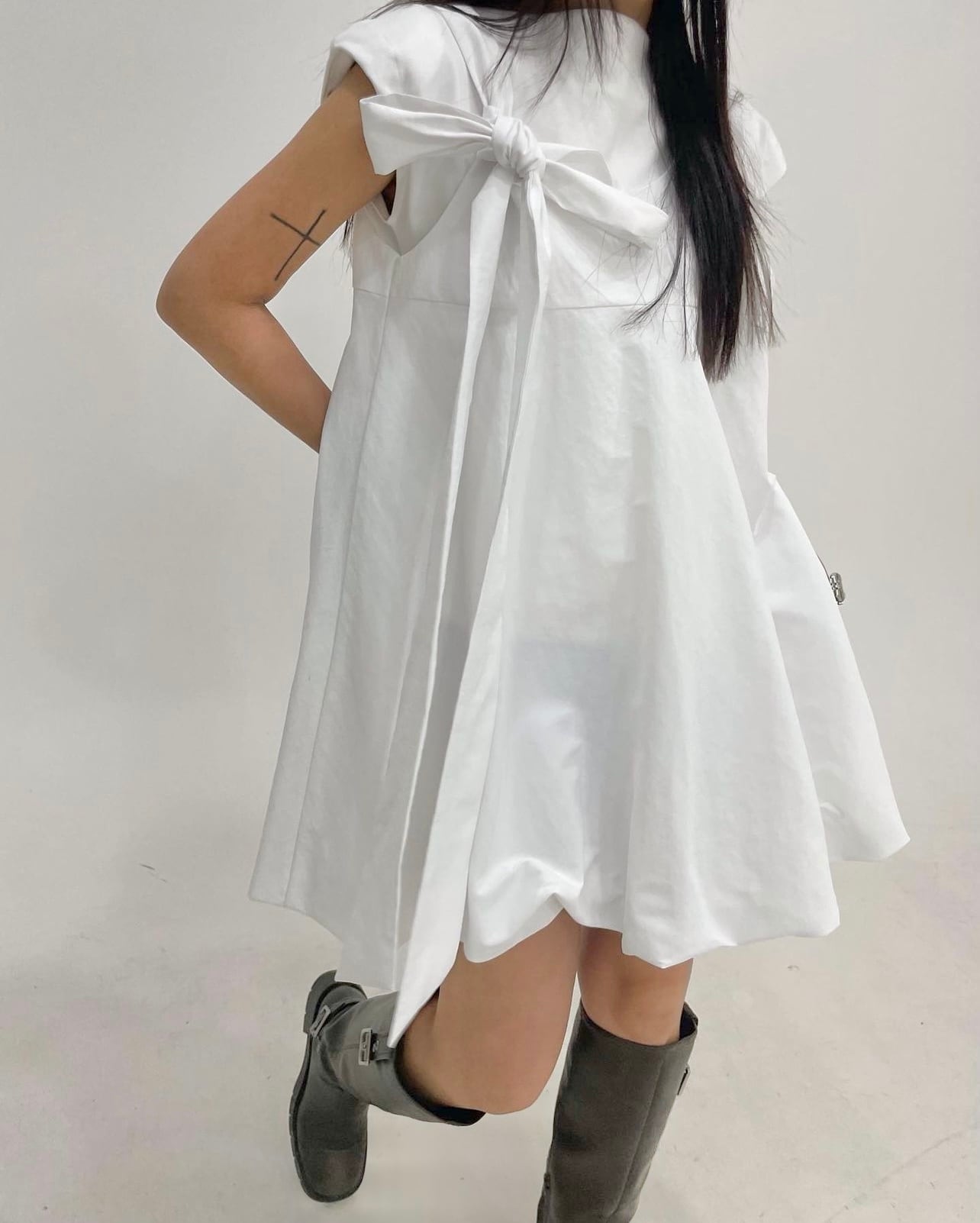 (即納)rosemallow / ribonn ballon onepiece 2color