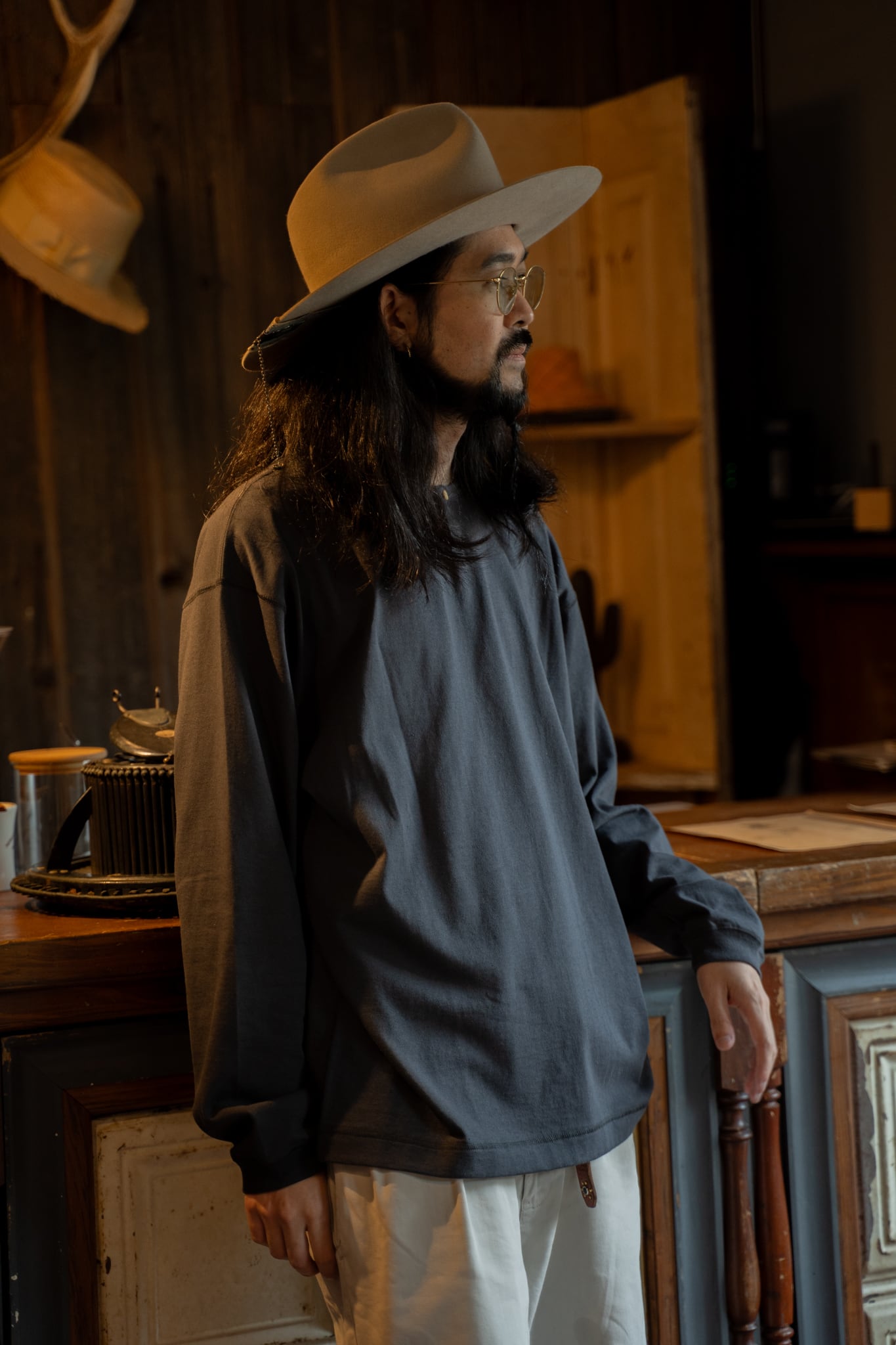 SOURCE:DARU HENRY NECK L/S T / C.GRAY | JAM THE HAT & CO.