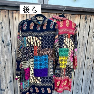 パッチワーク柄シャツ