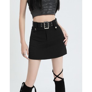 double belted a-line silhouette high waist mini skirt la1714