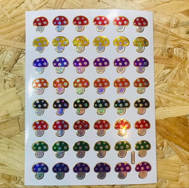 55　ドットキノコ　レトロキラキラシール　VCS01