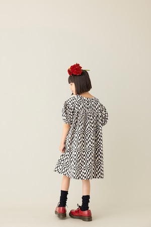 【24SS】folkmade(フォークメイド)cotton linen playing card dress ivory×black(S/M/L)ワンピース