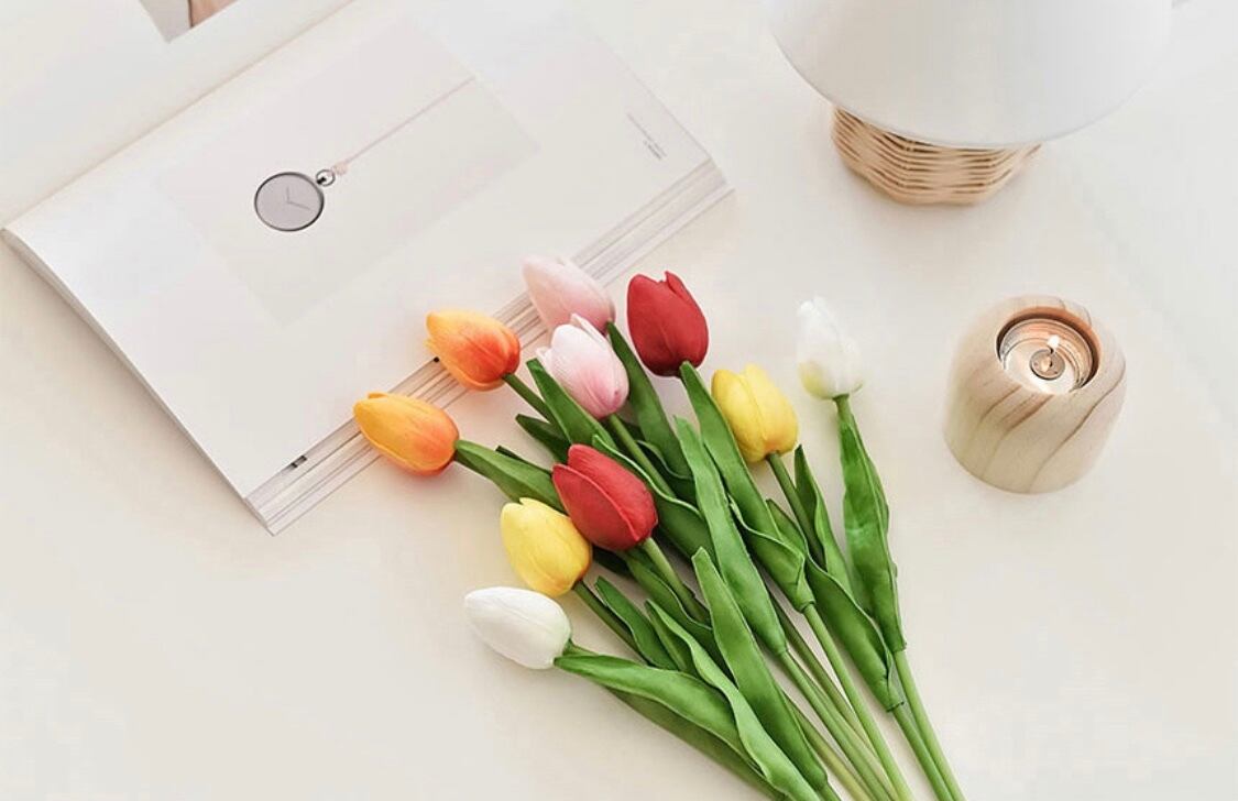 tulip 10P + vase SET 5colors / チューリップ 造花 花瓶 セット