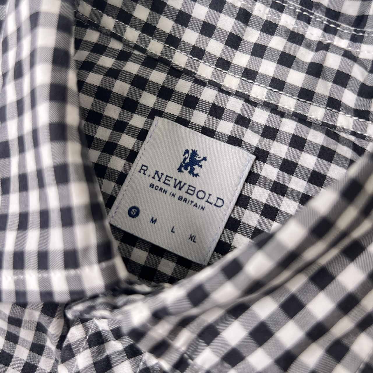 R.NEW BOLD アールニューボールド ギンガムチェック 5分袖 シャツ S/ブラック×ホワイト メンズ