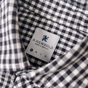 R.NEW BOLD アールニューボールド ギンガムチェック 5分袖 シャツ S/ブラック×ホワイト メンズ