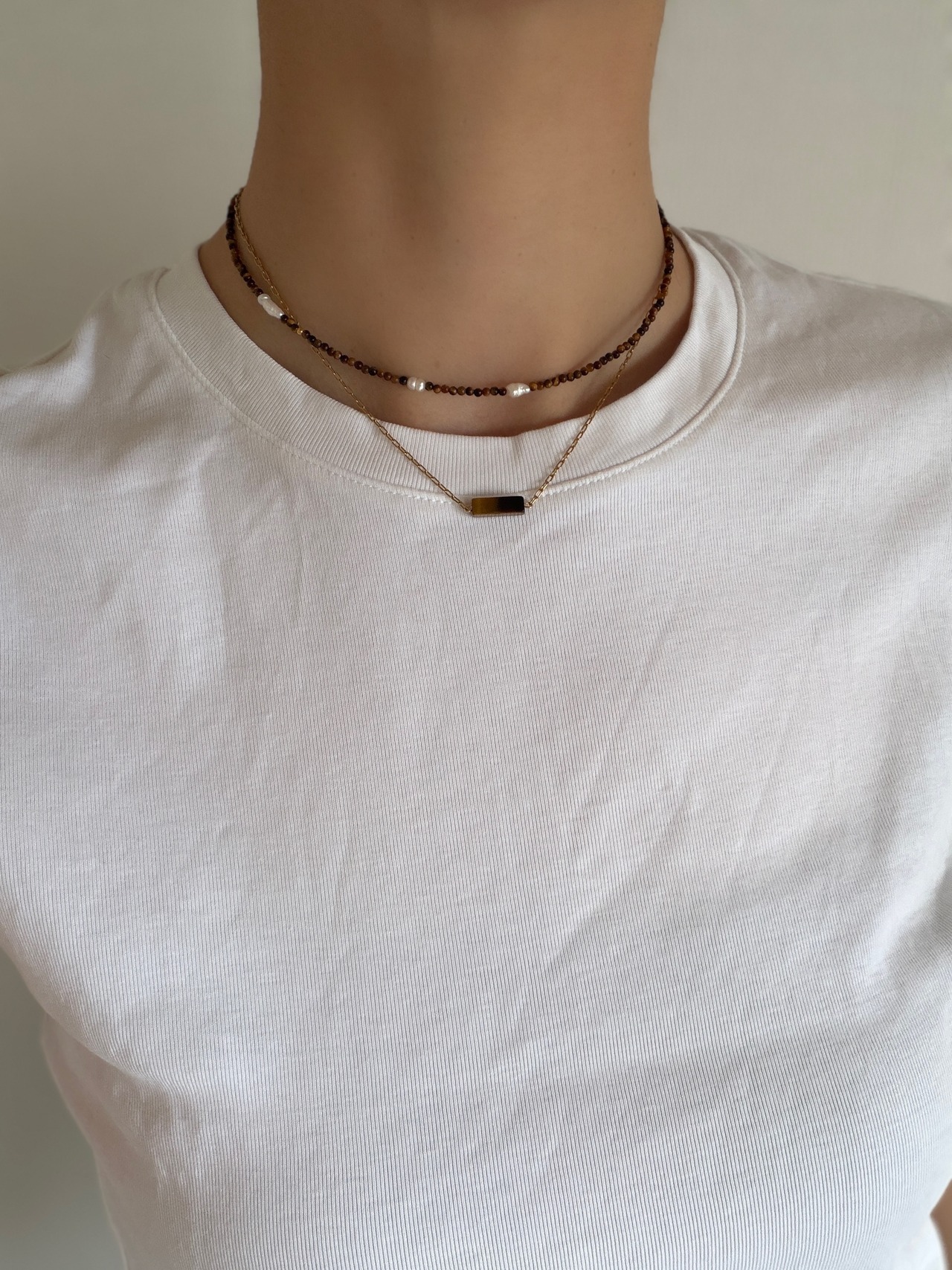 Tiger Eye Layered Necklace［BZN44］