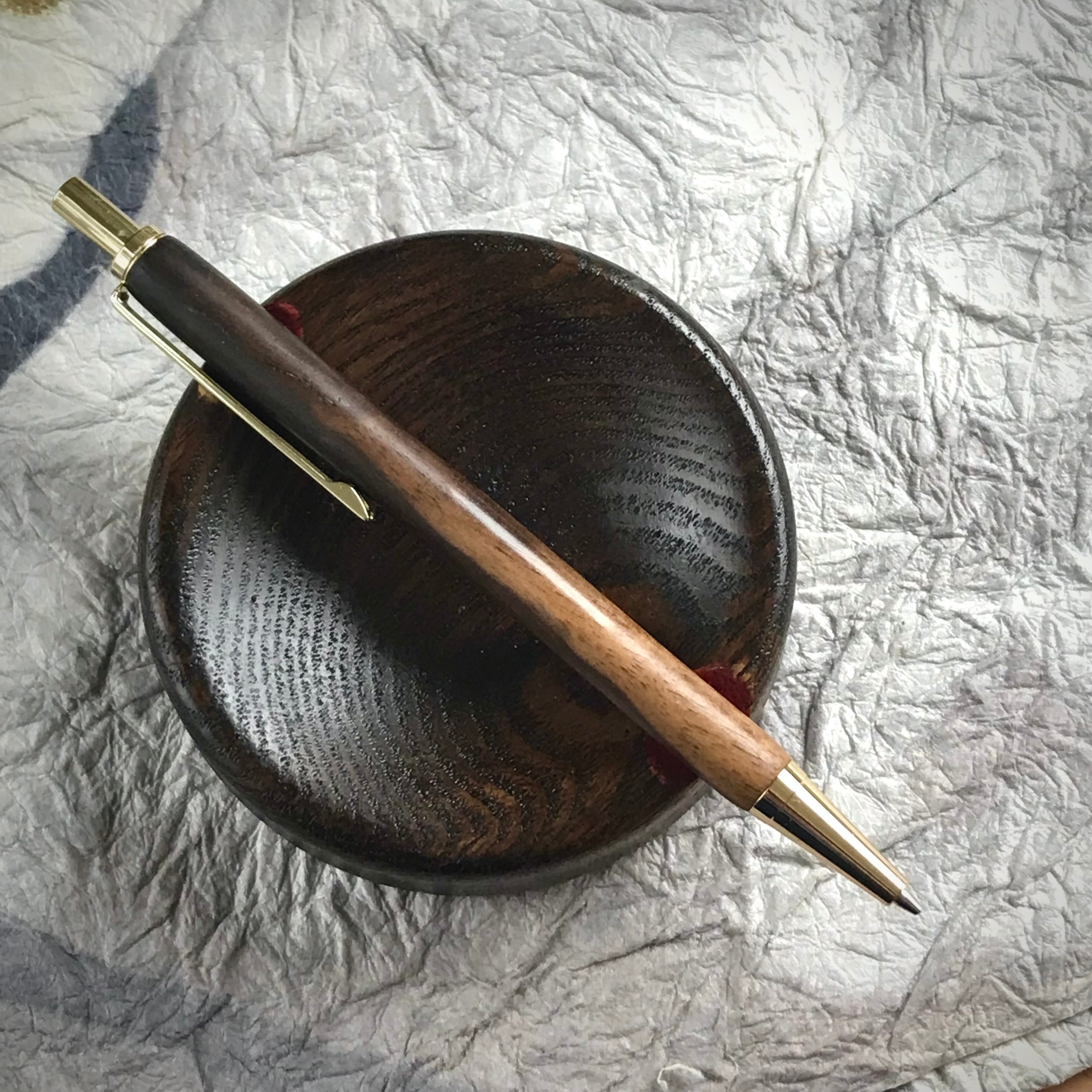 黒柿 シェラック+亜麻仁油 銘木 木軸シャープペンシル 木軸ペン 0.5mm