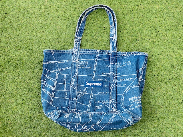 Supreme  GONZ MAP DENIM TOTE BAG WASHED BLUE 60KA2239