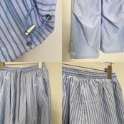 ウエスト巻きデザインストライプPT/ブルー