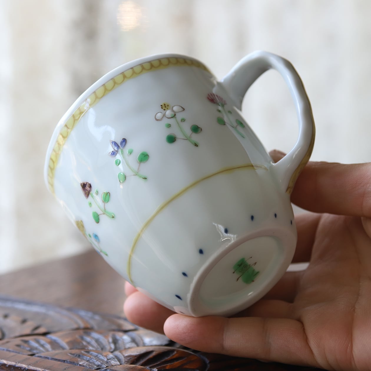 京焼 清水焼 喜信窯 マグカップ 淡彩三島 青 京焼・清水焼 森里陶楽