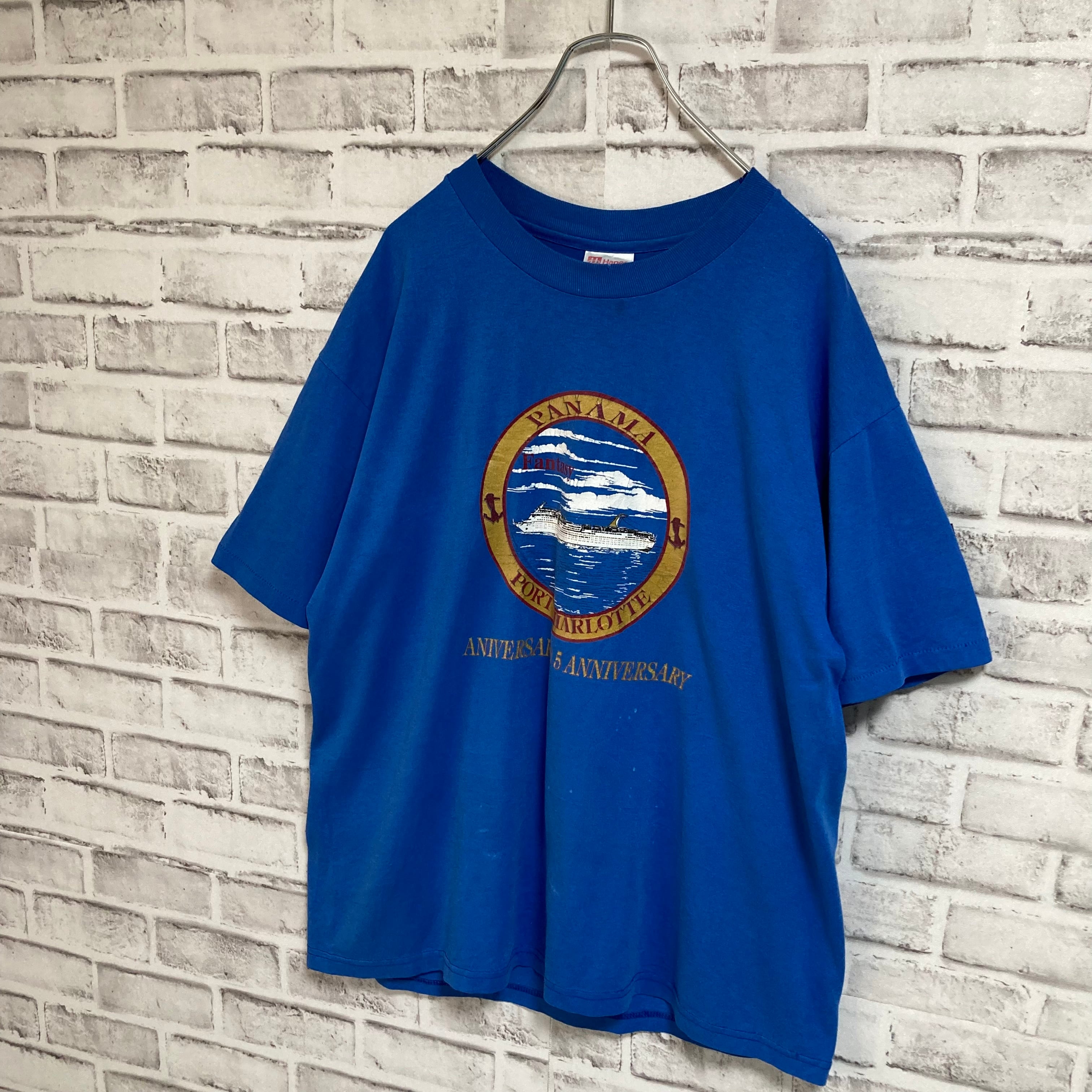 【Hanes】S/S Tee L 90s vintage “PANAMA PORT CHARLOTTE” ヘインズ バックプリント 両面プリント  Tシャツ シングルステッチ パナマ協会 アメリカ USA 古着