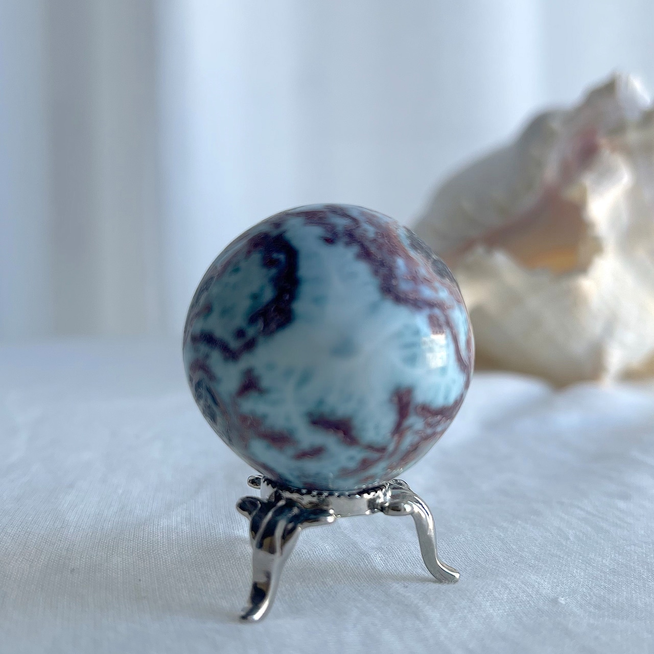 チョコレートラリマー*スフィア*250805-01*天然石*置き物*インテリアストーン