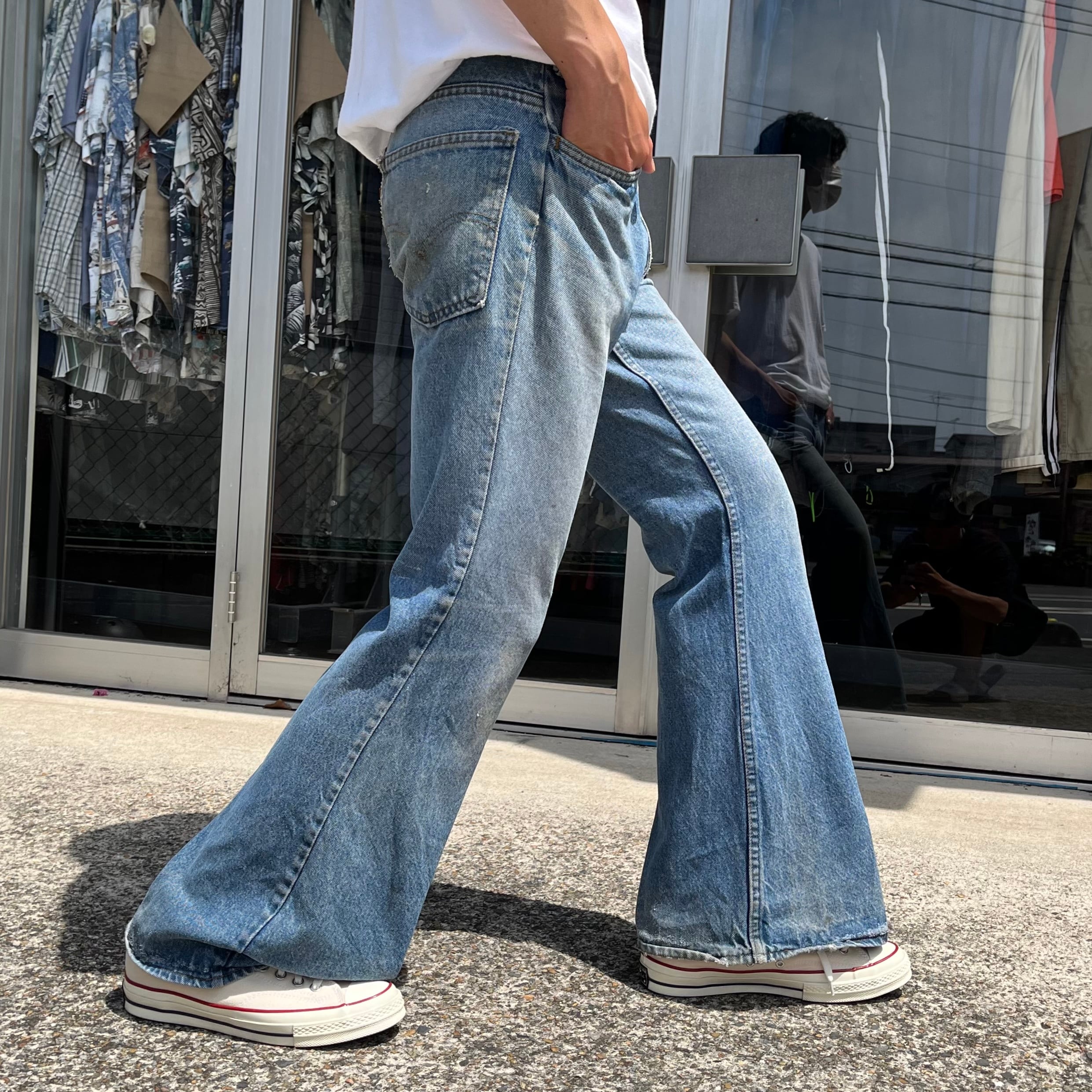 70s LEVIS646 フレア カット デニム パンツ TALON42-