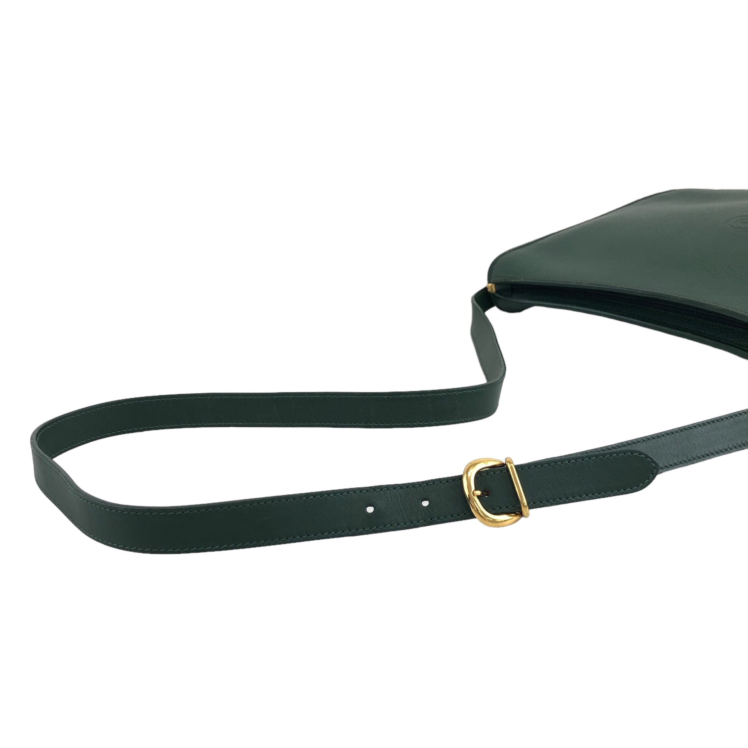 GUCCI グッチ ショルダーバッグ グリーン ロゴ型押し レザー vintage
