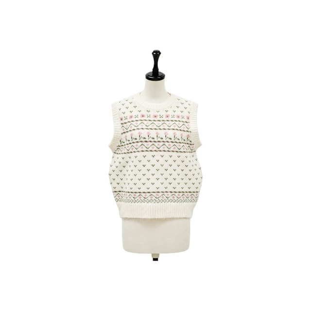 Vintage flower knit vest
