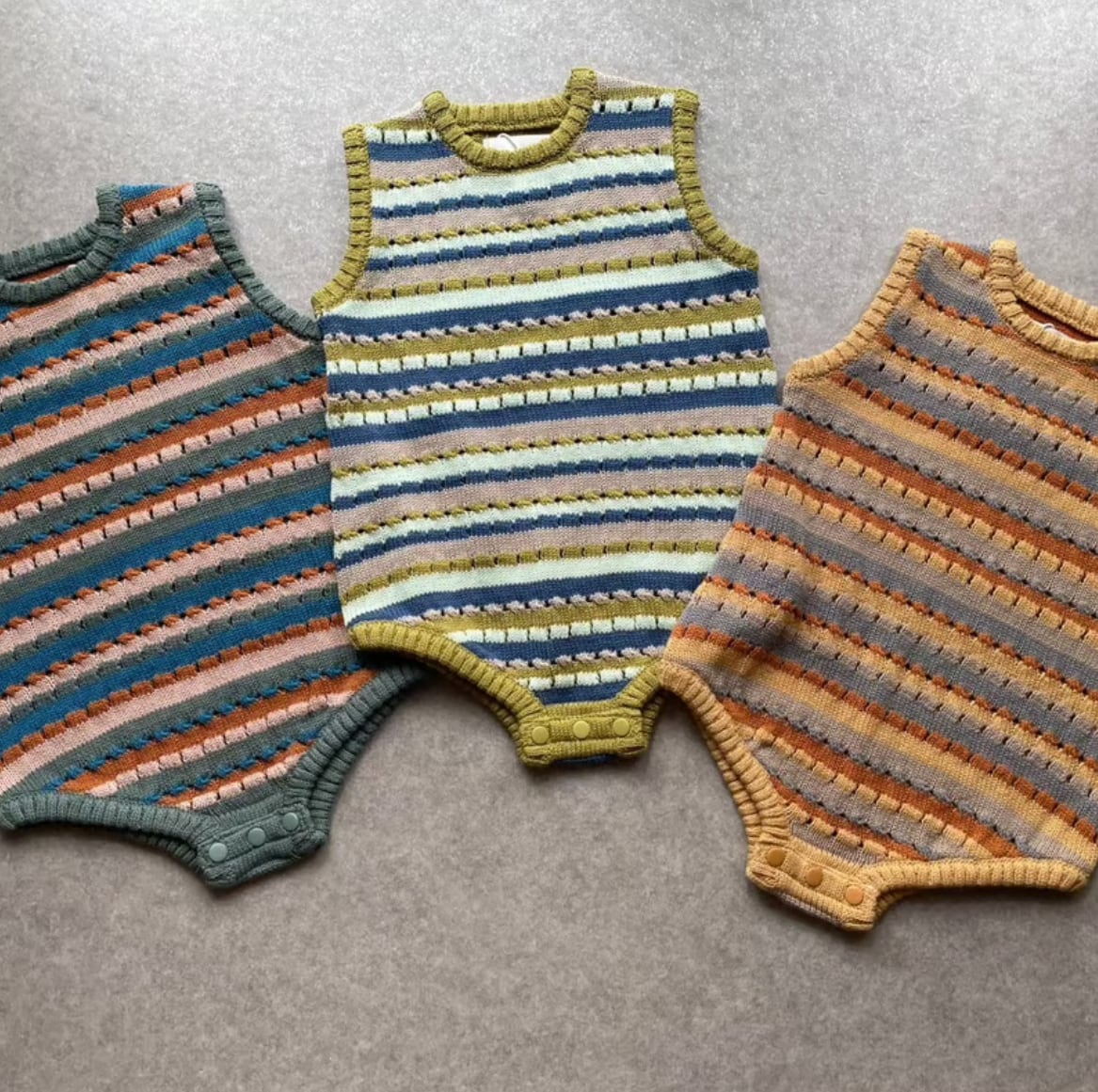 【&pal】openwork knitting sleeve less rompers