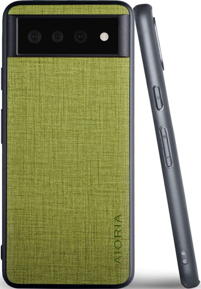 Aioria 互換性 ケース for Google Pixel 6 5G 生地パターンレザー高級に保護純色スマホケース (Green, For Google Pixel 6)