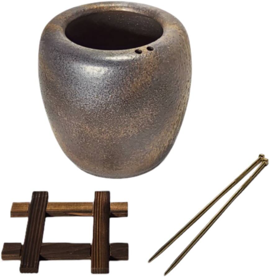 火鉢 明治時代 アンティーク ガラス板 火箸 五徳