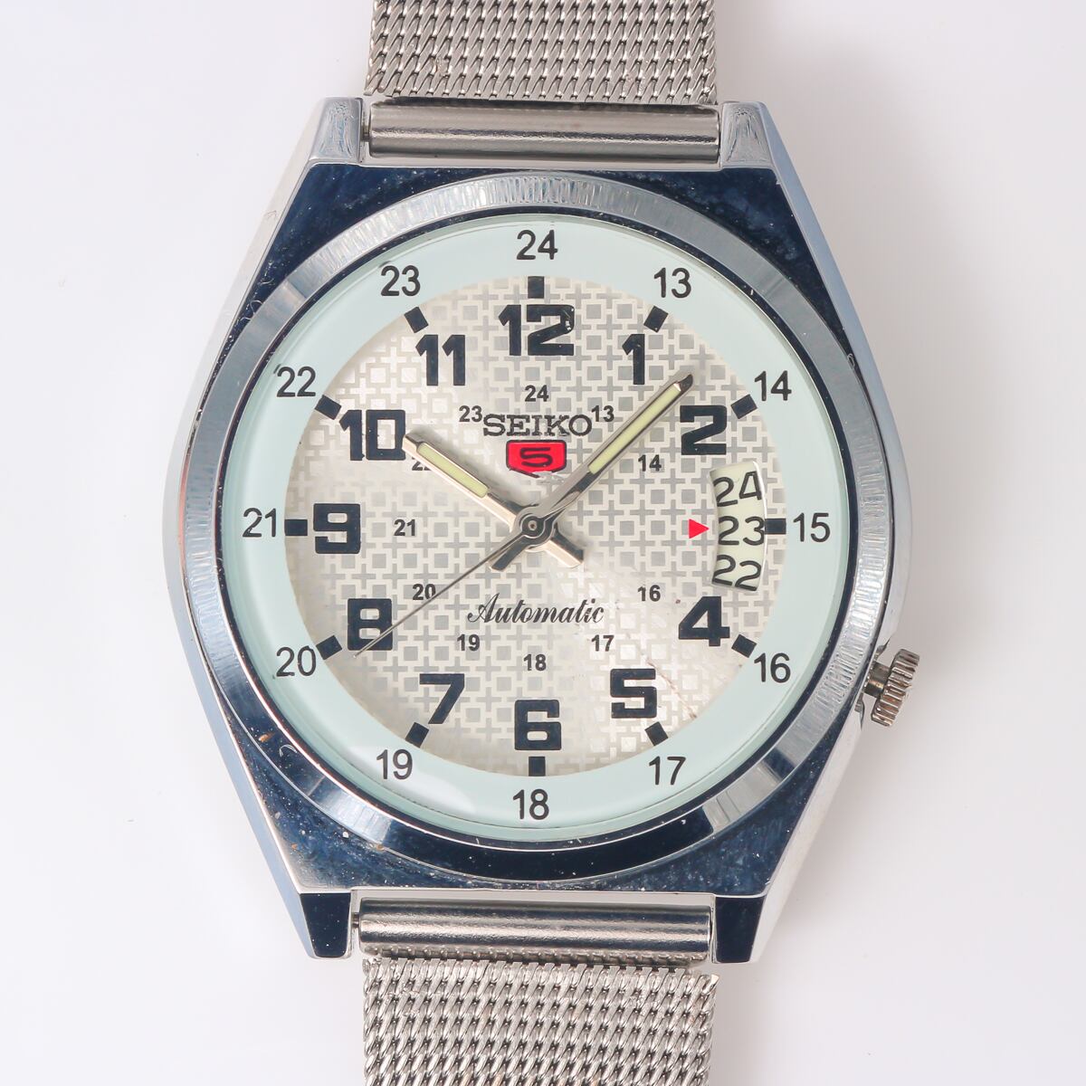 Seiko 5 セイコーファイブ メンズ自動巻き腕時計 デイト表示 白文字盤 アンティーク Timepiecelab