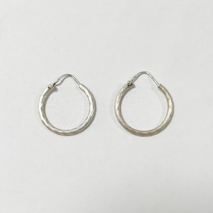 Old 925 Silver Matte Finish Chunky Hoop Pirced Earrings Made In Italy