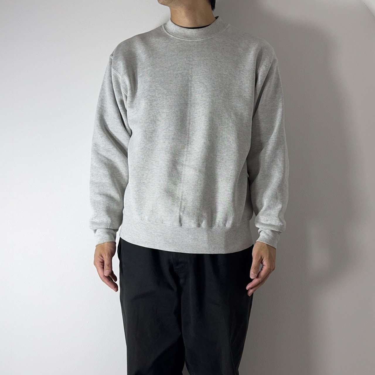 90s FRUIT OF THE LOOM sweatshirt solid ash gray "made in USA" L 古着 - 13