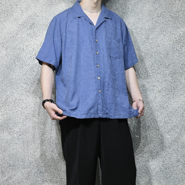 jacquard weave silk aloha shirt