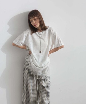 2605142 レースヘムレイヤードカットソー white