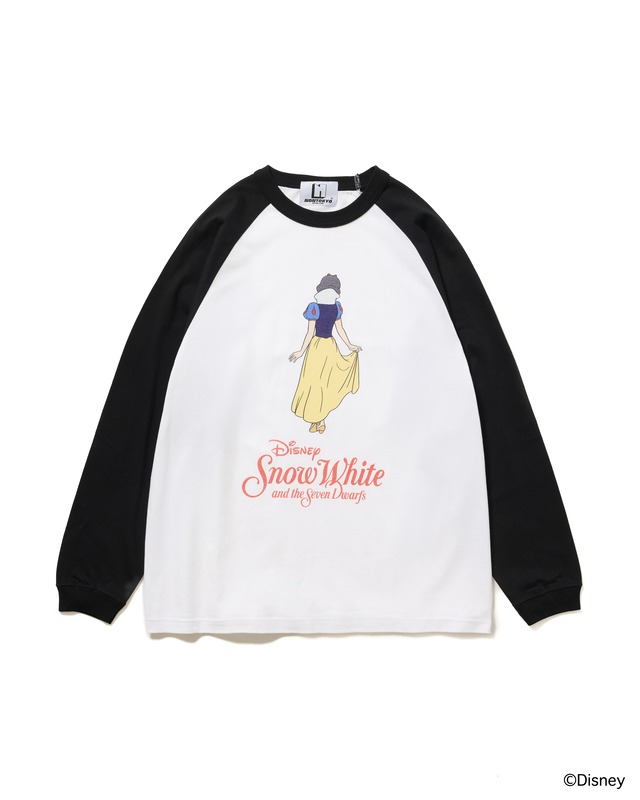 【NON TOKYO ノントーキョー】 / PRINT RAGLAN T-SHIRT(SNOW WHITE) プリントラグランTシャツ(白雪姫) / WHITE x BLACK