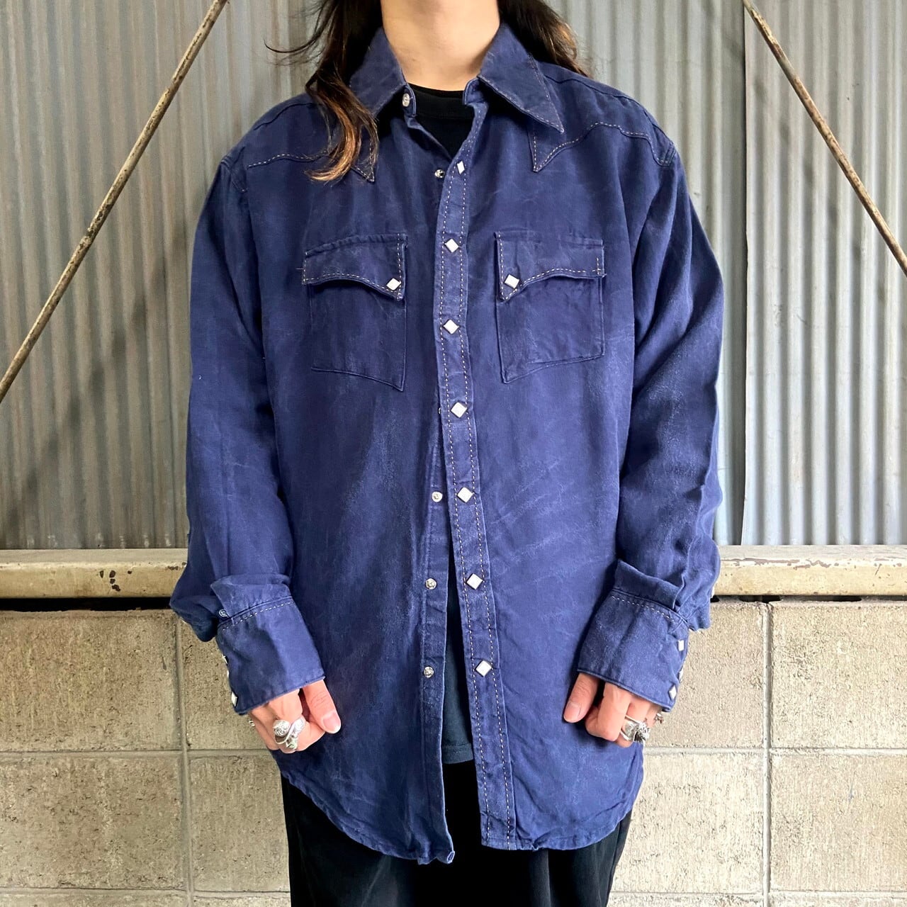 70年代 ROCKMOUNT ロックマウント 長袖ウエスタンシャツ メンズXL 古着 