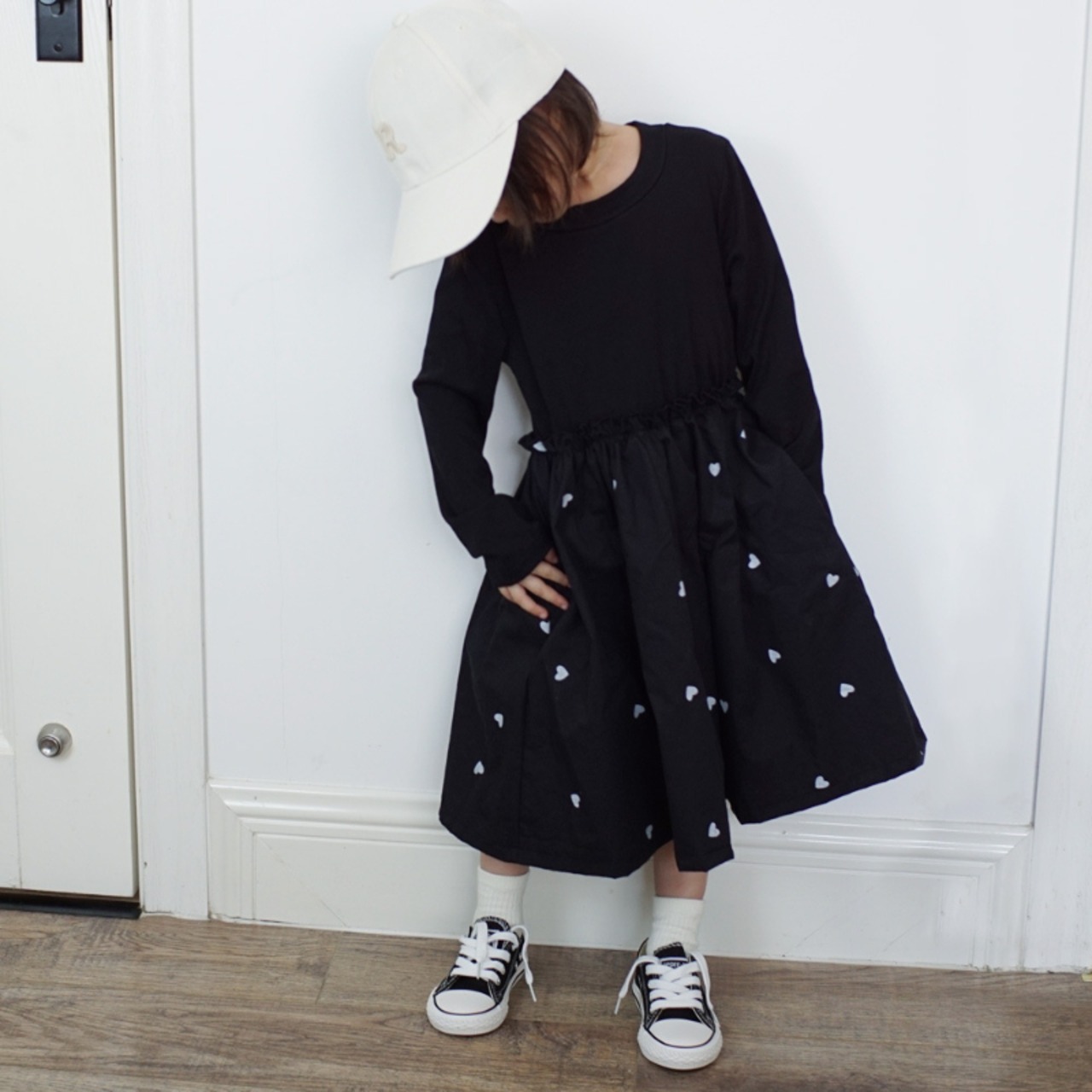 秋ハート柄ニットワンピース