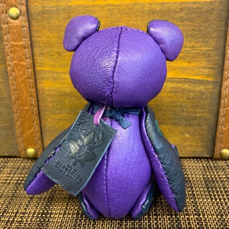 ジビエレザー鹿革ベルベア★マイスターの手作り「ベルズベア」パープル＆インディゴ　写真の1点販売です