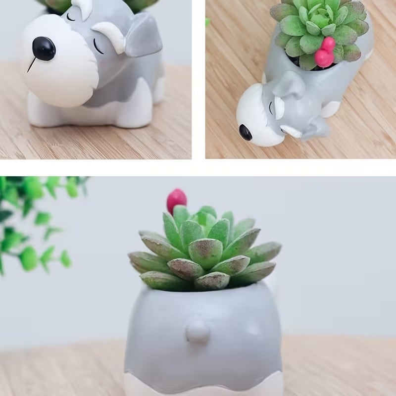 プランター 植木鉢 眠る犬 シュナウザー 多肉植物用ポット かわいい