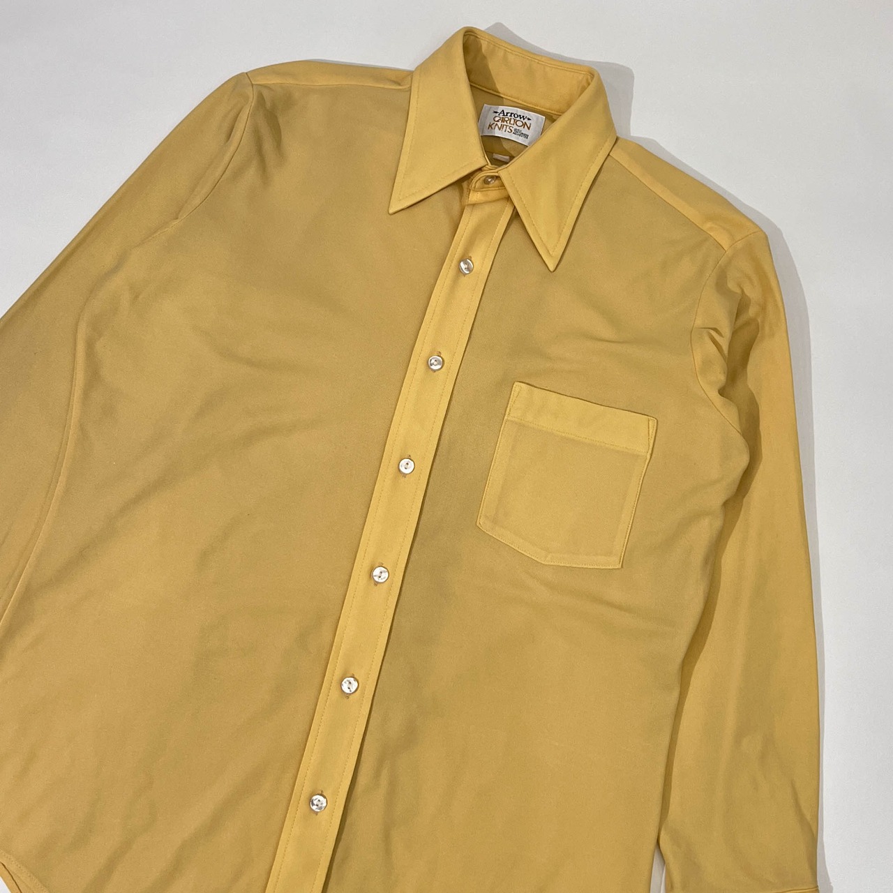 70s ARROW CARLTON KNITS アロー 長袖シャツ /イエロー メンズ ビンテージ