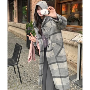 ロングコート チェック柄 アウター レディース 春秋 韓国 ダッフル コート きれいめ 大人 かわいい おしゃれ カジュアル 通勤 通学 軽量 上品 ライトアウター 大人可愛い 大人女子