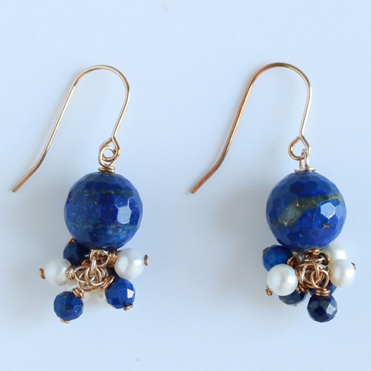 ラピスとパールのコラボが可愛い！！  天然ラピス 淡水パール mm1135