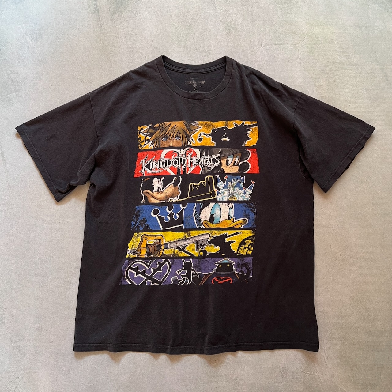 KINGDOM HEARTS アニメTシャツ Tシャツ キングダムハーツ ブラック XL 古着