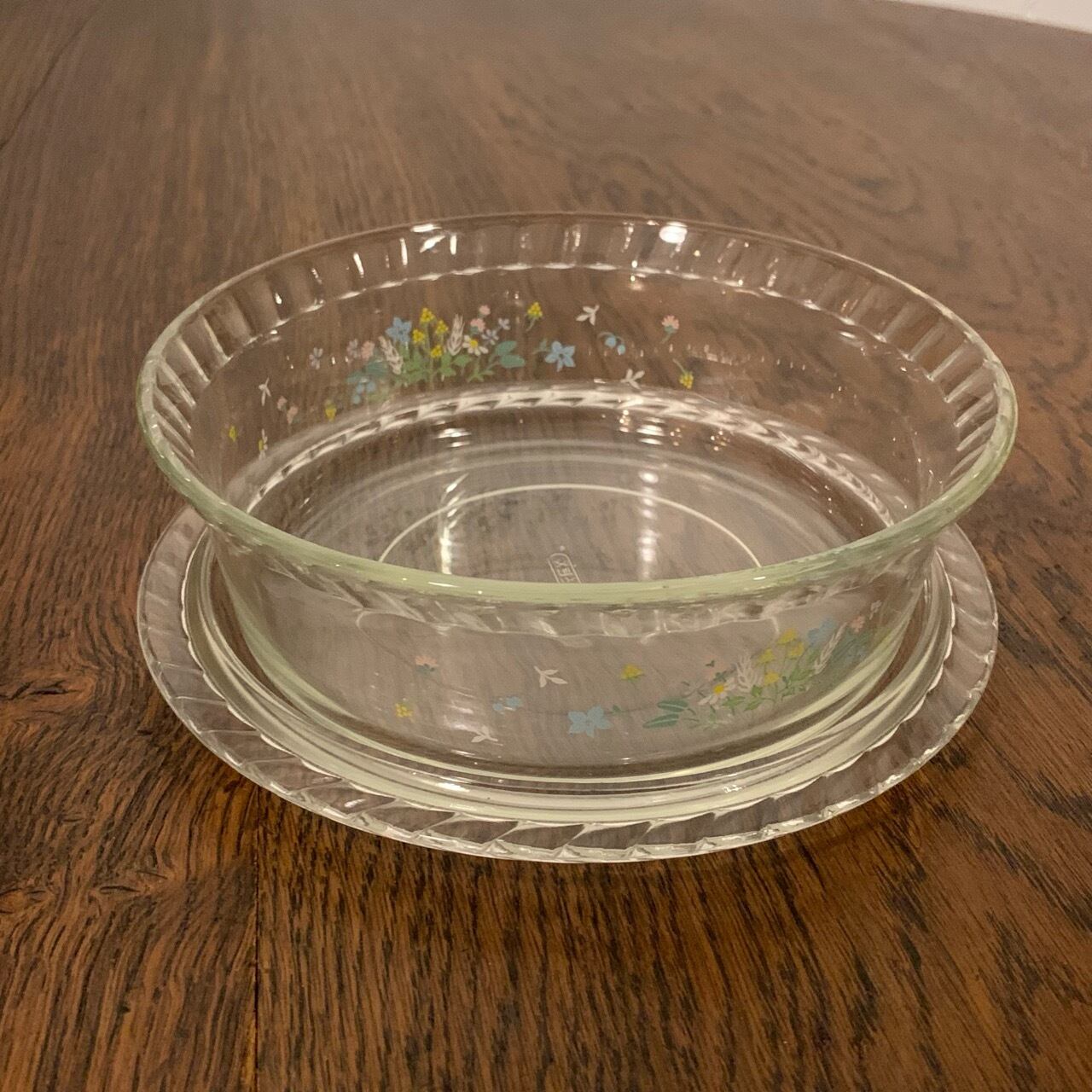 PYREX パイレックス 花柄 蓋付きボウル 昭和レトロ ビンテージ