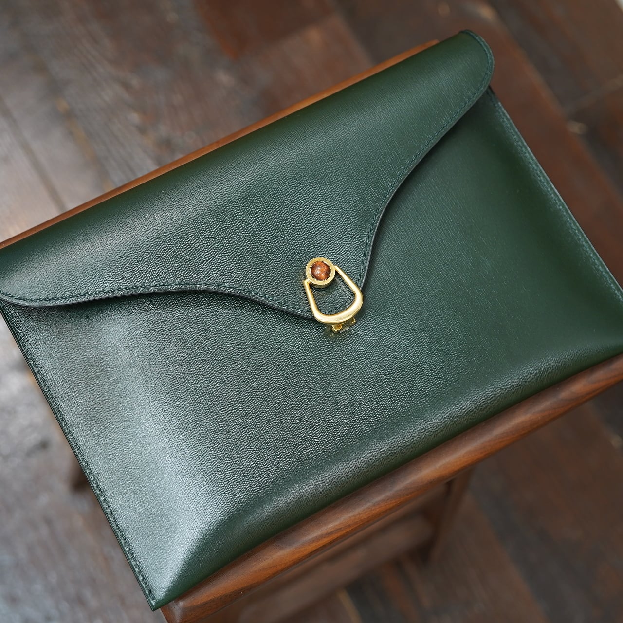 Maison d' Artisan Copain Slim(スリムクラッチ) ボックスカーフ グリーン その2