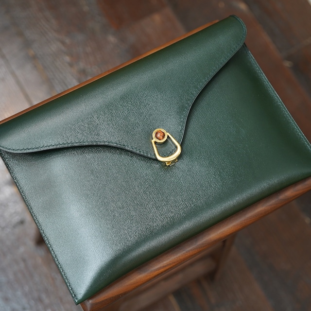 Maison d' Artisan Copain Slim(スリムクラッチ) ボックスカーフ グリーン その2