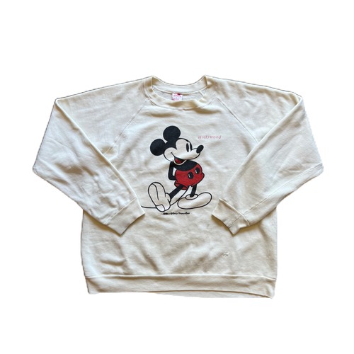 80's Mickey Mouse Hollywood Raglan Sweat White L ¥10,800+tax