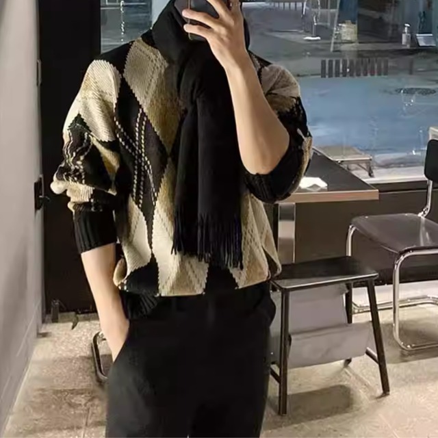 Versatile Diamond Pattern Knitwear（LMU0201）